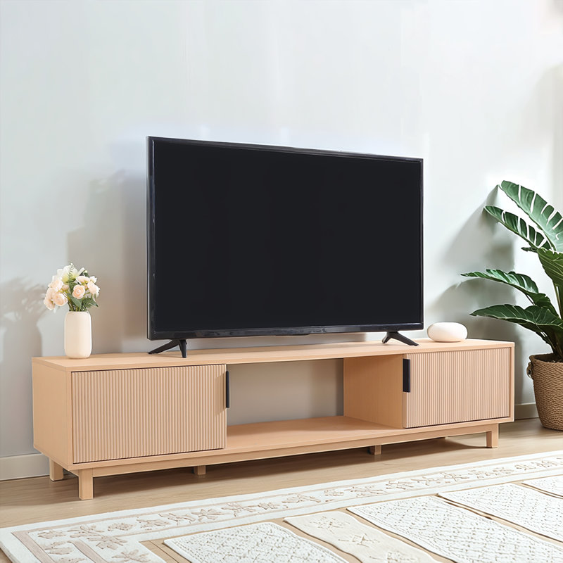70“ Farmann Modern Wood Grain Reeded 2-door Tv Stand For Tvs Up To 70''