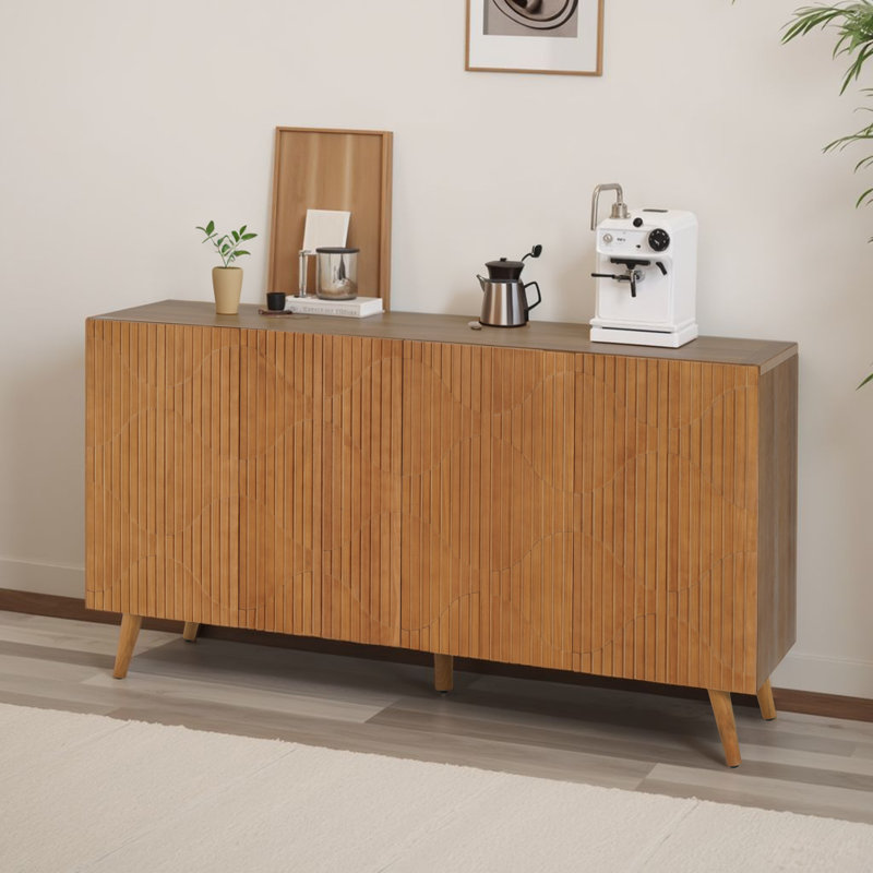 Wayne Wooden Sideboard With 4 Doors & Adjustable Shelves, Walnut
