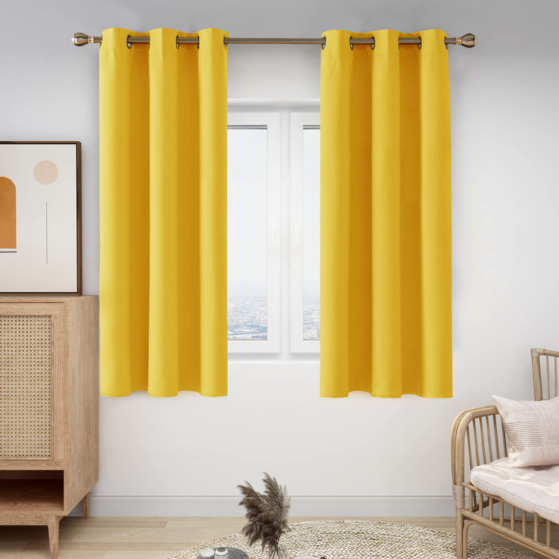 Thermal Insulated Room Darkening Grommet Curtain Panels (Set of 4), Chocolate, 42" W x 63" L