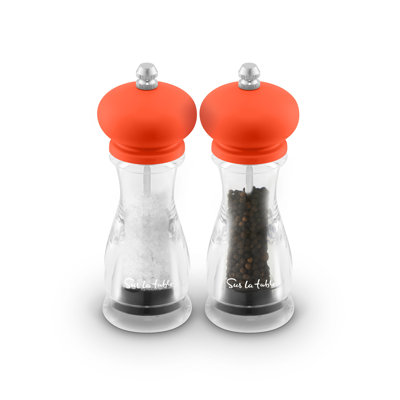 Set of 2 Manual Salt and Pepper Mills with Twist to Grind Mechanism, Adjustable From Coarse to Fine, Colour Me Happy