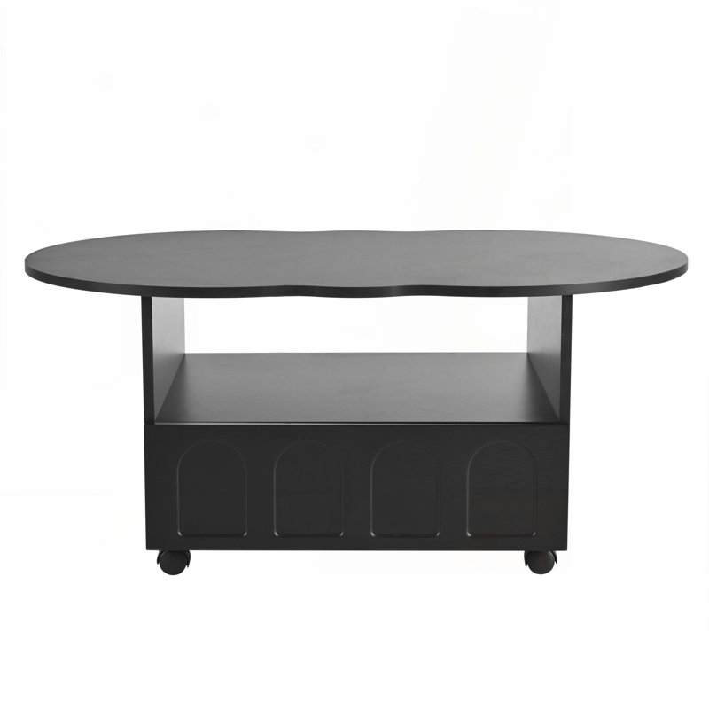 Table basse à tiroir avec 2 roues de frein, Black