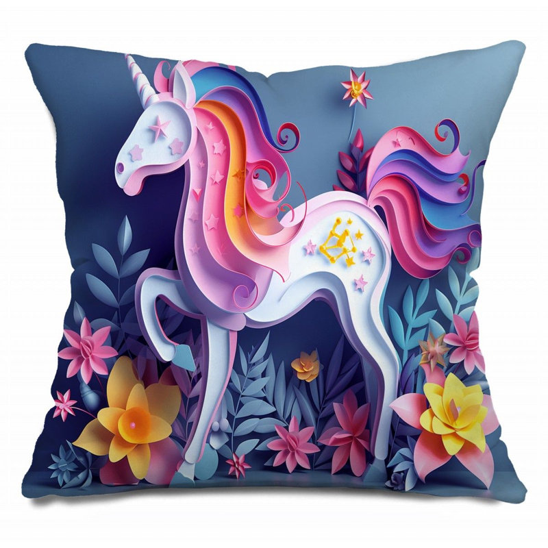 Coussin Licorne, Coussins fantaisie-12359, H 16 po x l 16 po