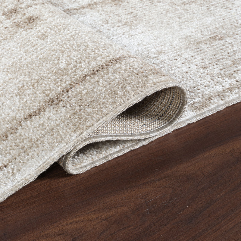 Machine Washable Liam Beige/Brown Rug, Rectangle 5' x 8'