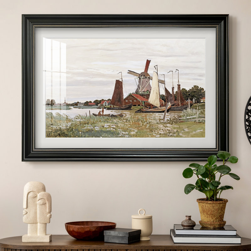Moulin à vent à Zaandam, 1871 - Claude Monet - Toile encadrée sur mesure, 20x28 INNER SIZE, Framed Print with Mat