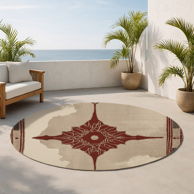 Tapis intérieur et extérieur Broken Continrum, Rond 5 pi
