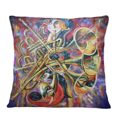 Coussin décoratif à imprimé abstrait multicolore - impression bohémienne et éclectique