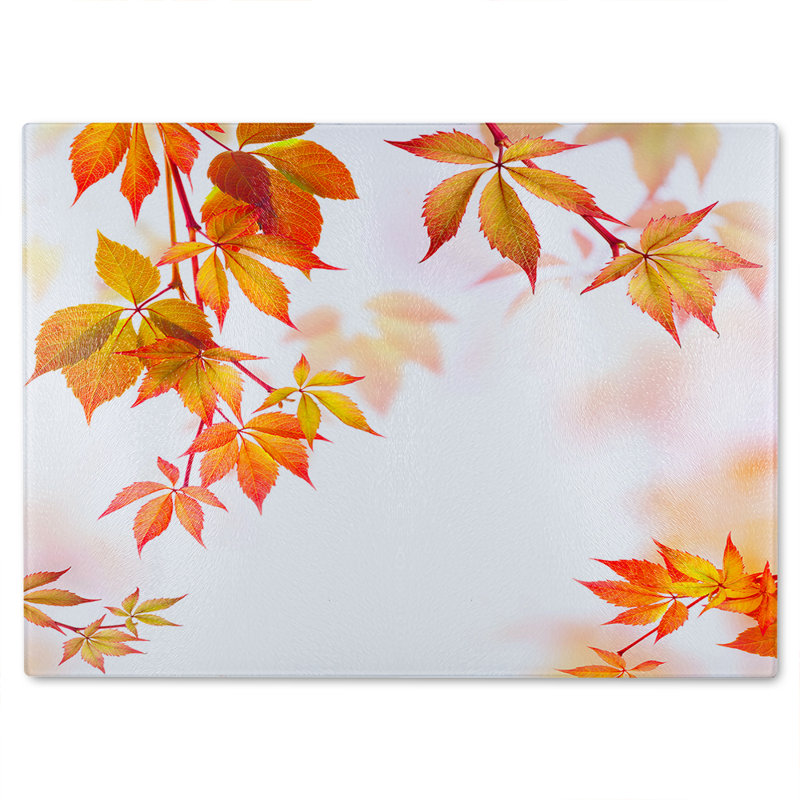 Autumn Leaves Glass Chopping Board, 40cm L x 28cm W