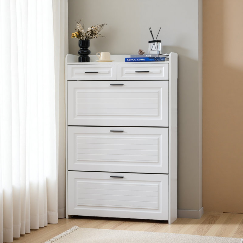 Armoire à chaussures avec 2 tiroirs, Blanc