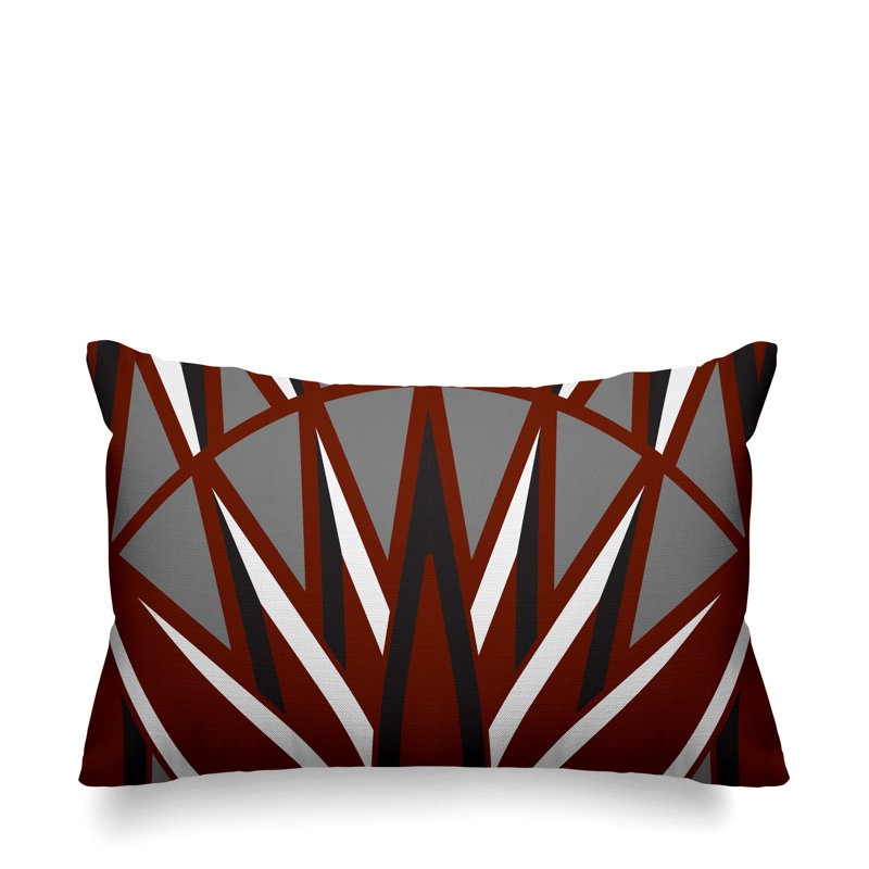 Ella Geometric Outdoor Reversible Throw Pillow, Maroon