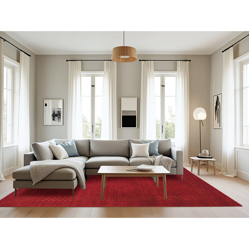 Tapis contemporain rouge, Rectangle 8 pi x 10 pi