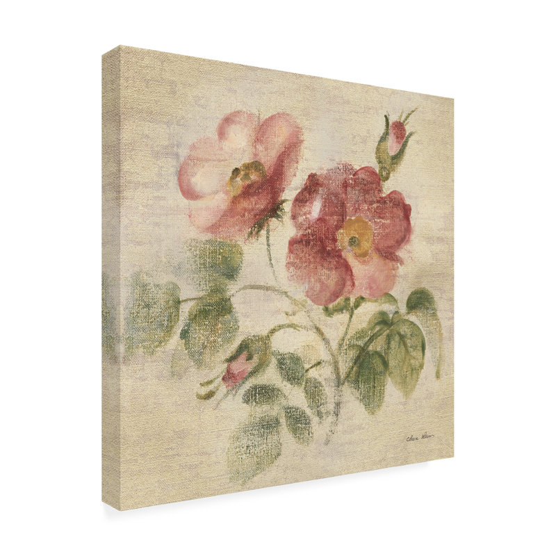 Œuvre d'art sur toile lin lin rose Cheri, H 14 po x l 14 po