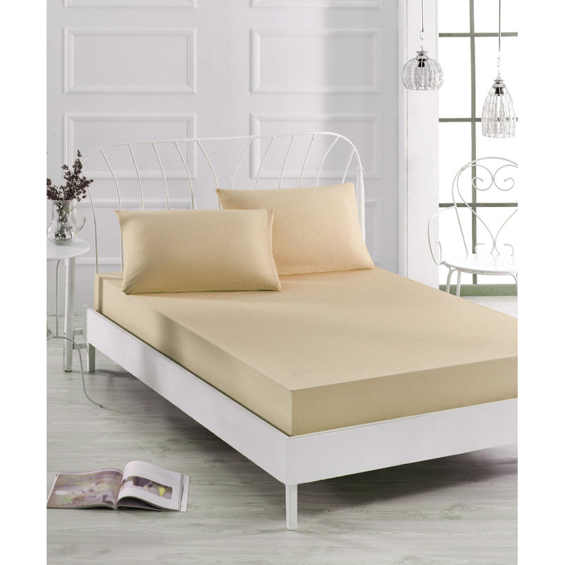 Ensemble de draps en mélange de coton 120 fils Heaba, Cappuccino, 63 po x 79 po ‑ deux taies décoratives