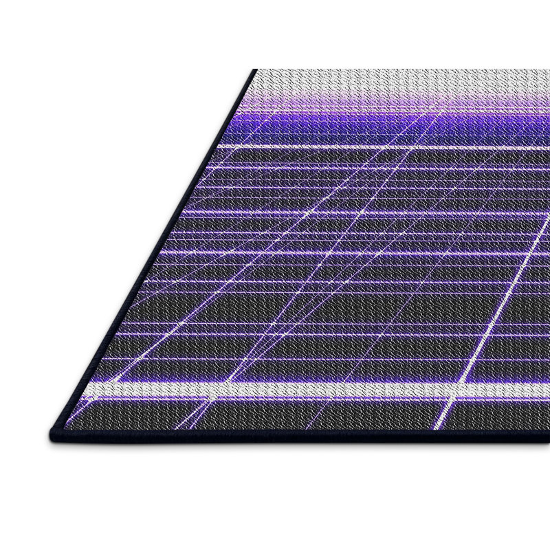 Tapis géométrique noir / mauve, Tapis de couloir 2 pi x 5 pi