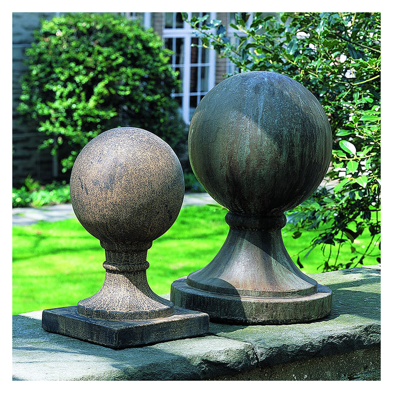 Small Sphere Square Base Finial Statue, Copper Bronze