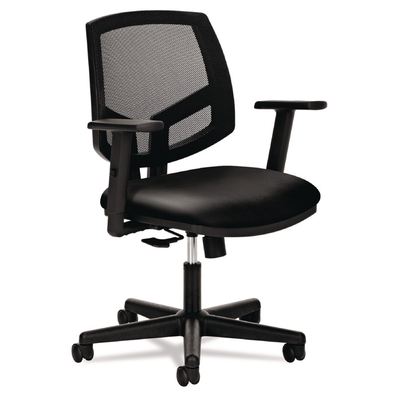 Black Mesh and Leather Adjustable Task Chair