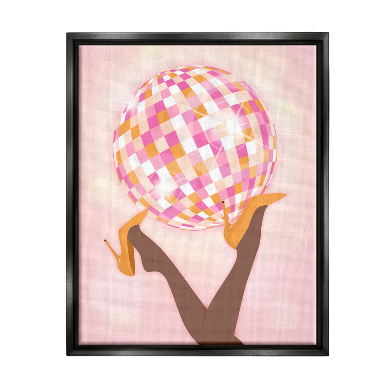 «Disco Ball Retro Dancing Legs» par Martina Pavlova, impression, Cadre flottant noir de jais, H 31 po x l 25 po x P 1,7 po