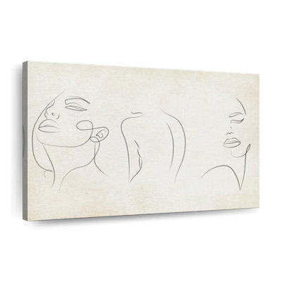 One Line Woman On Canvas Print