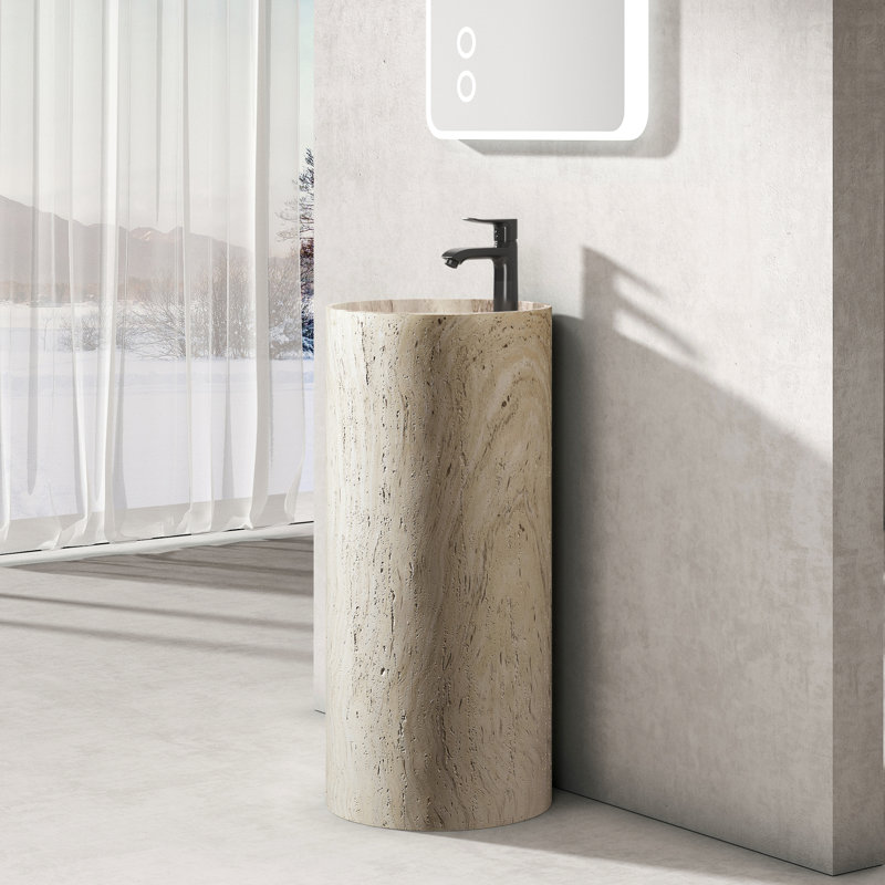 34" Freestanding Tall Solid Surface Pedestal Bathroom