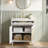 30" Freestanding Vanity Cabinet With Tip-Out Tray, Solid Wood & Rattan Storage Unit With Ceramic Top (Walnut / White)-345871536