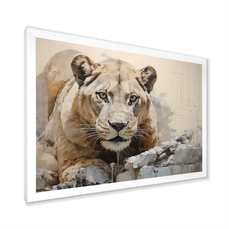 Minimalisme panthère sauvage, élégance II sur toile, Cadre photo blanc, H 12 po x l 20 po x P 1 po