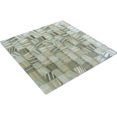 New Era 12 in. x 12 in. Textured Glass Straight Edge Square Mosaic Wall & Pool Tile