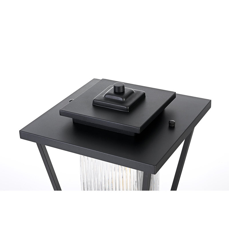 Lampadaire d'extérieur noir Musson, H 17,5 po x l 10 po x P 10 po