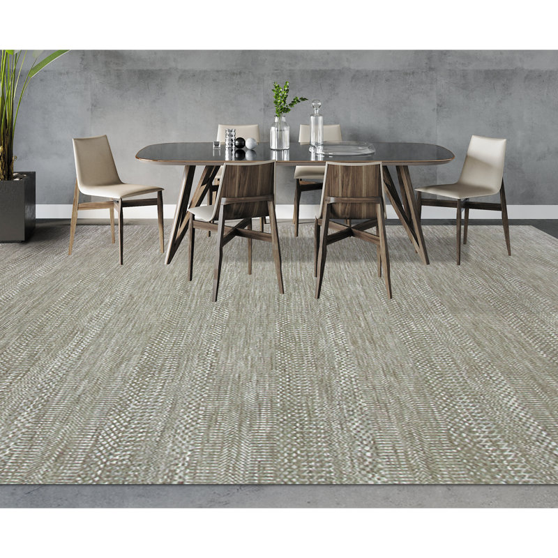 Tapis gris / ivoire noué à la main de haute qualité, Rectangle 9 pi x 12 pi