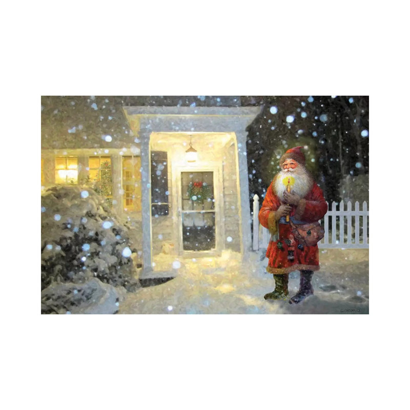 Une visite du Père Noël par Giordano Studios - peinture sur toile tendue, H 18 po x l 26 po x P 1,5 po