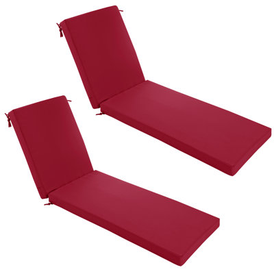 Coussin pour chaise longue d'extérieur, rembourrage en mousse épaisse pour un soutien optimal du corps, sangles de fixation sécurisées, tissu résistant à la décoloration, idéal pour la piscine, la terrasse et le jardin, 203 cm x 66 cm x 8 cm, lot de 2, bordeaux
