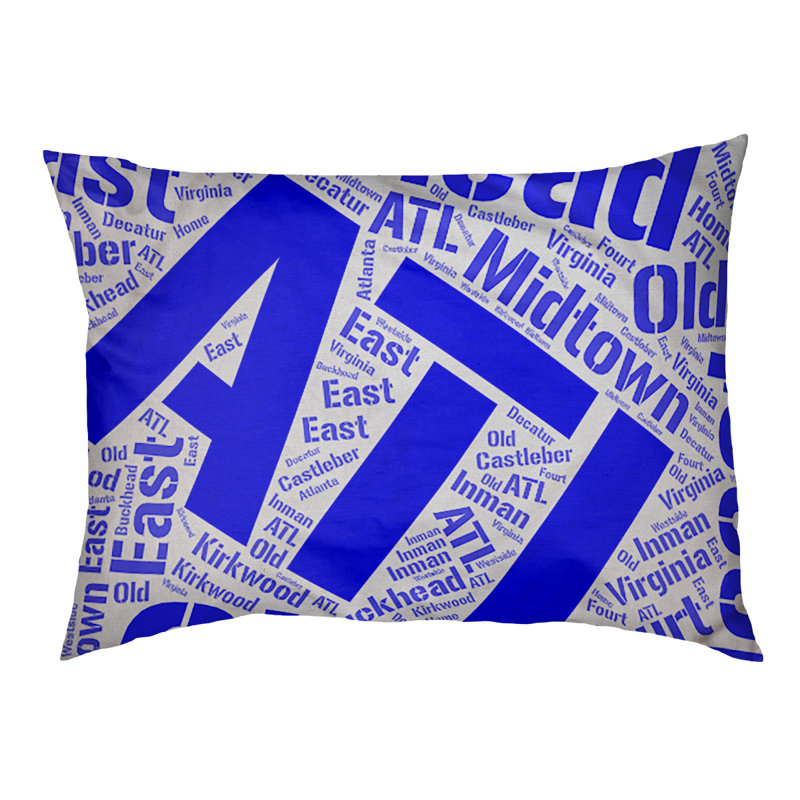 Coussin de chien « districts », Moyen (H 9,5 po x l 28 po x P 18 po), Atlanta, Bleu