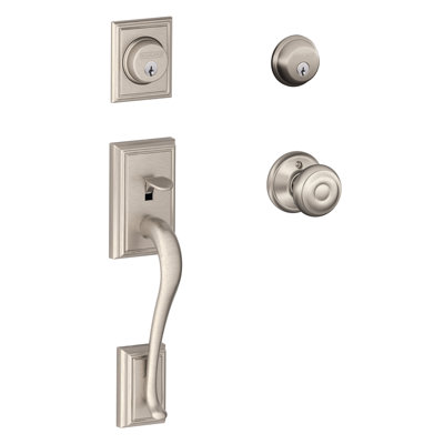 Addison Handleset with Double Cylinder Deadbolt and Georgian Door and Rosette