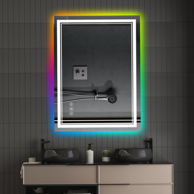 30X36 Inch Frameless LED Bathroom Mirror,Smart Mirror,RGB Backlight