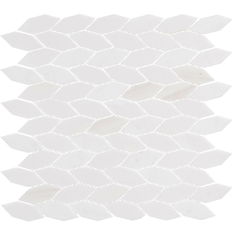 Channing 1-in. x 2.5-in. Elongated Hex Marble Look Polished Natural Stone Wall & Floor Mosaic Tile, Pearl Elongated He