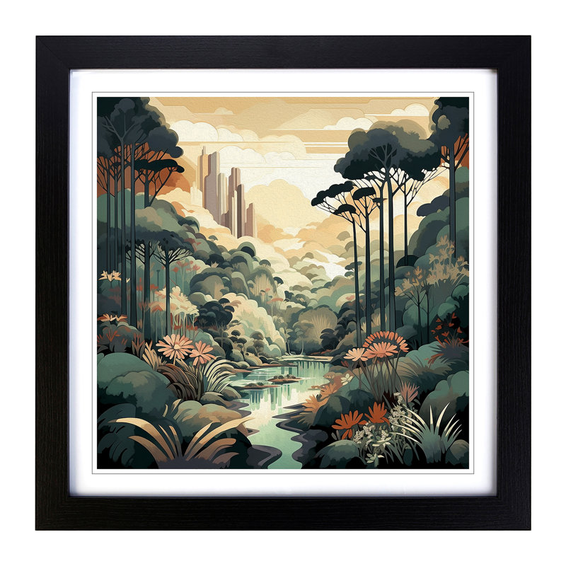 Landscape Deco No.1 - Framed Print, Black