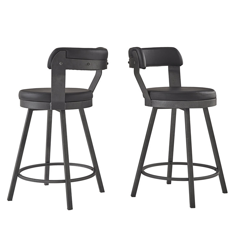 Tabouret de bar et de comptoir Berrin, Noir, Tabouret de comptoir (siège d'une hauteur de 25,0