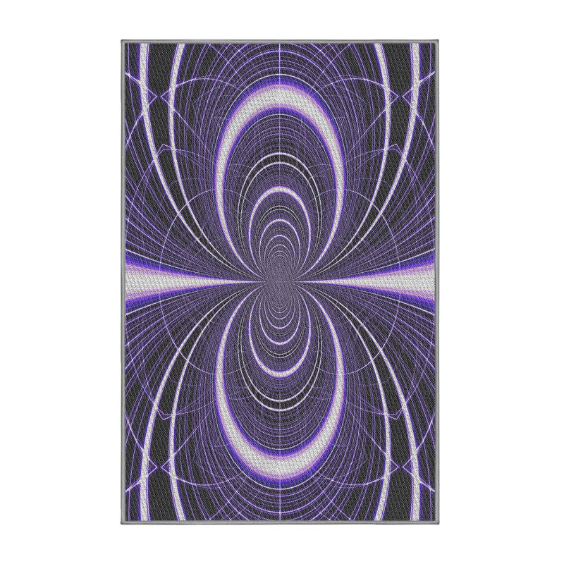 Laine tissée à la machine à motifs géométriques et polyester mauve/noir Tapis décoratif, Rectangle 5 pi x 7 pi