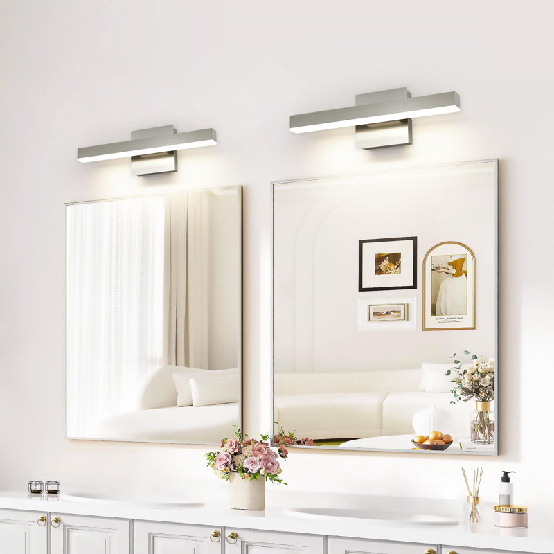 Éclairage de meuble-lavabo à DEL à intensité variable minimaliste avec 5 températures de couleur réglables, Nickel brossé