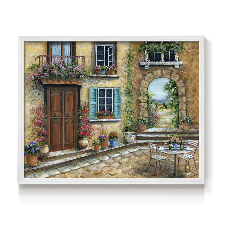 Tuscan Courtyard -Framed Print - Restickable, 8" H x 10" W, White