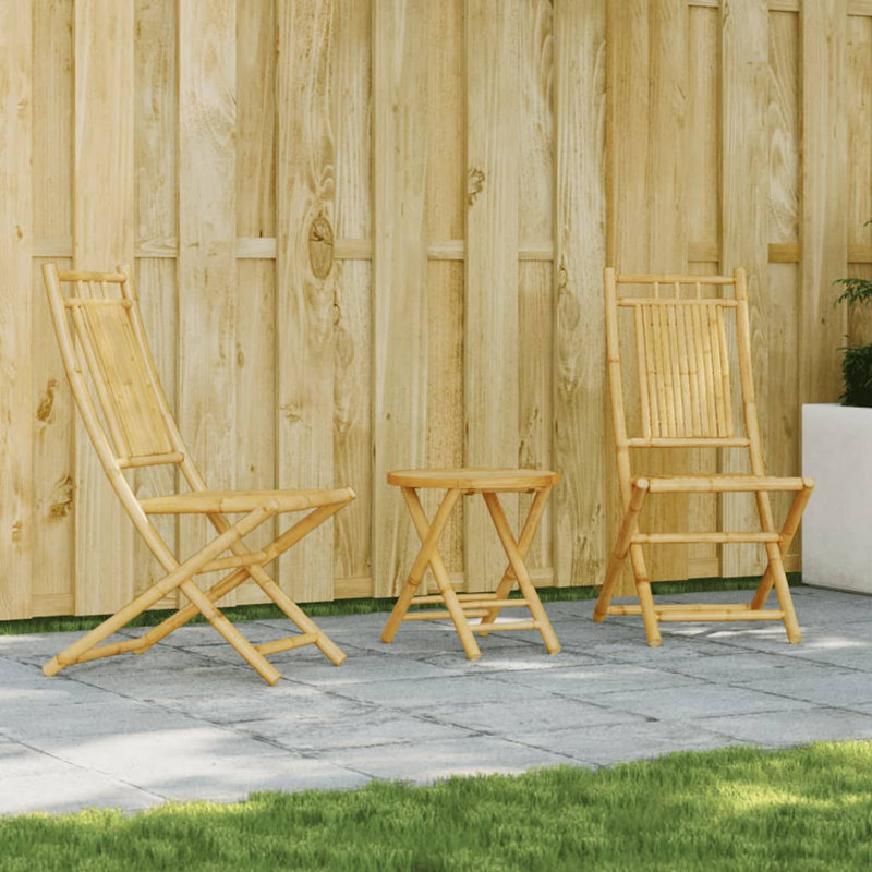 Vidaxl 3 Piece Bistro set bamboo, 45cm H x 45cm W x 45cm D.