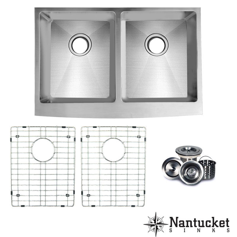 Pro Series 33'' L Stainless Steel Double Basin Kitchen Sink