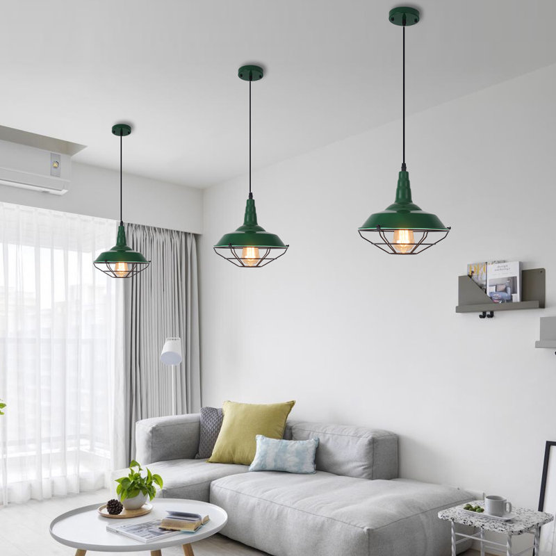3- Light 10.5 Inches Farmhouse Pendant Light For Kitchen, Dining Room Living , Green