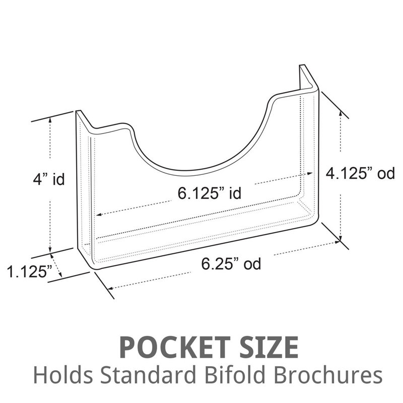 Clear Acrylic Three-Pocket Wall Mounted Brochure Holder with Black Caps