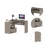 Mix L-Shaped Desk, Keyboard Tray, Two Drawers, Single Open Shelf -Light Gray-804753449-804753451