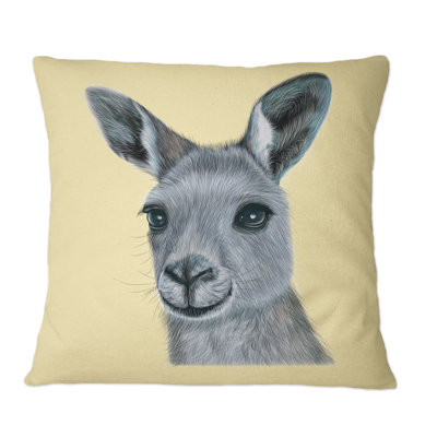 Portrait of Kangaroo I - Coussin décoratif à imprimé traditionnel