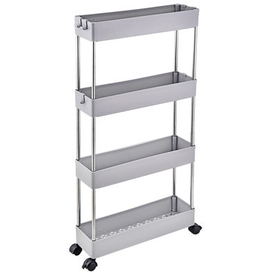 4-Tier Slim Storage Cart Mobile Shelving Unit Rolling Cart with Handle