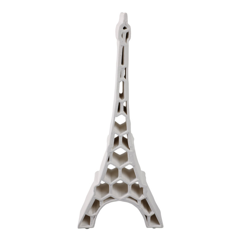 Decorative Object Porcelain Honeycomb Eiffel Tower Design For Home Office Bedroom Living Room - 14" Ivory