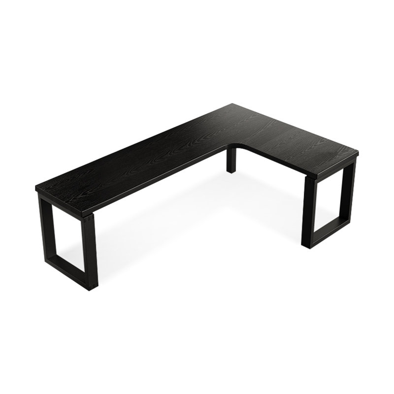 + Black L-Shaped Solid Wood desk, Right Hand Return, 29.53" H x 86.61" W x 55.12" D