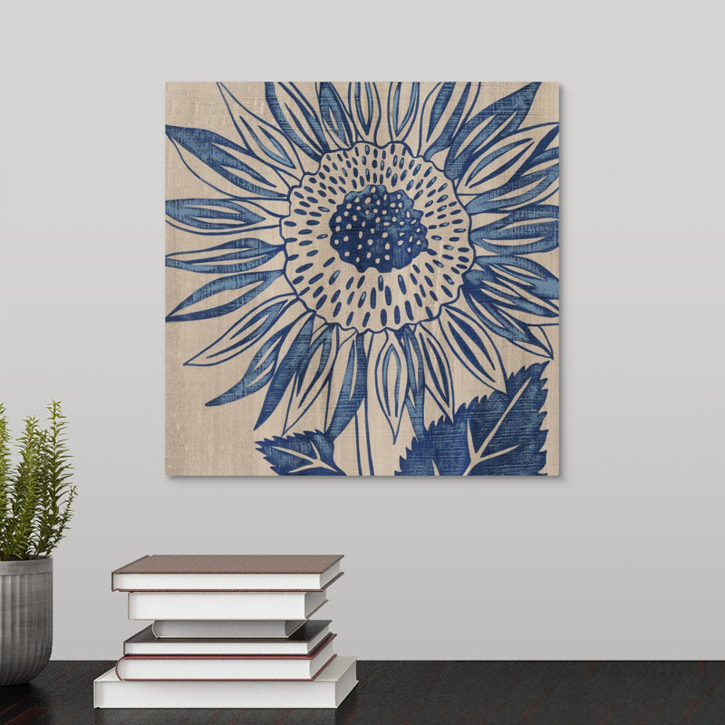 Indigo tournesol - imprimé, H 12 po x l 12 po x P 1,5 po, Toile