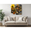 Impression sur toile abstraite tourbillons et formes géométriques, art mural moderne jaune et noir pour le salon, le bureau ou la chambre à coucher