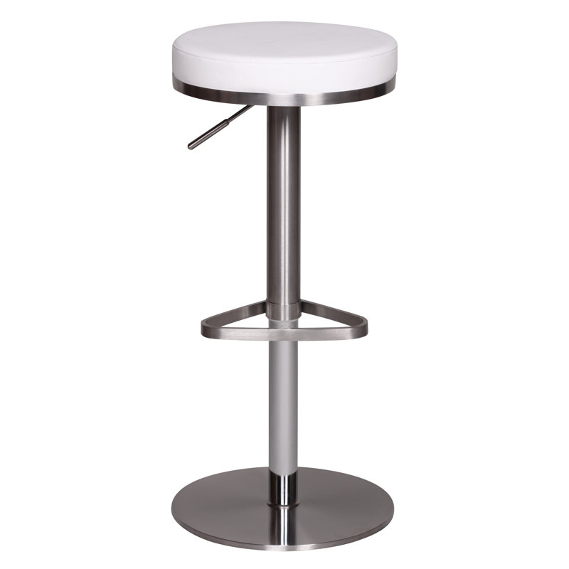 Rigney Upholstered Adjustable Height Counter Stool with Metal Frame, White